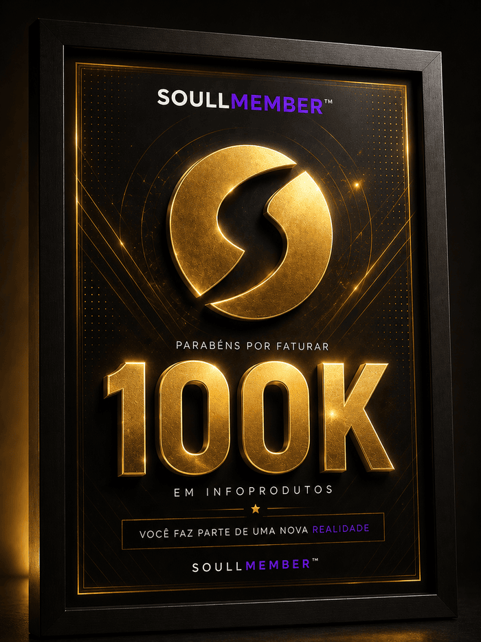 Placa SOULLMEMBER 100K em infoprodutos